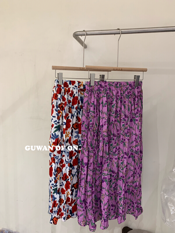 [G.W] Korean floral medium length skirt 008# zxx