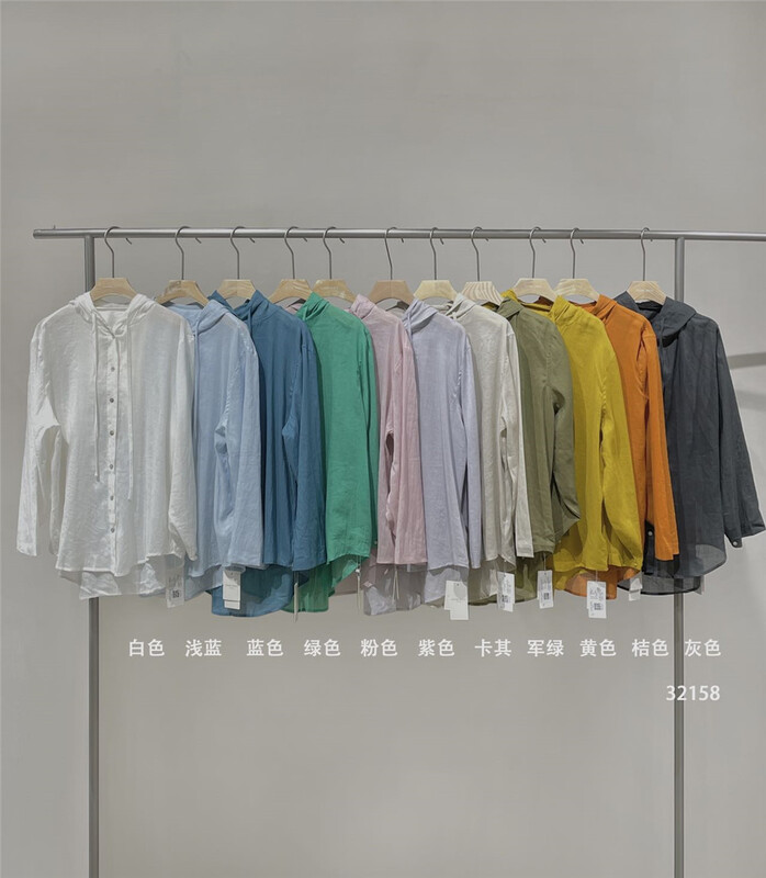 Effective sunscreen, not boring! [clean space] simple single breasted hooded loose shirt 32158# CLS