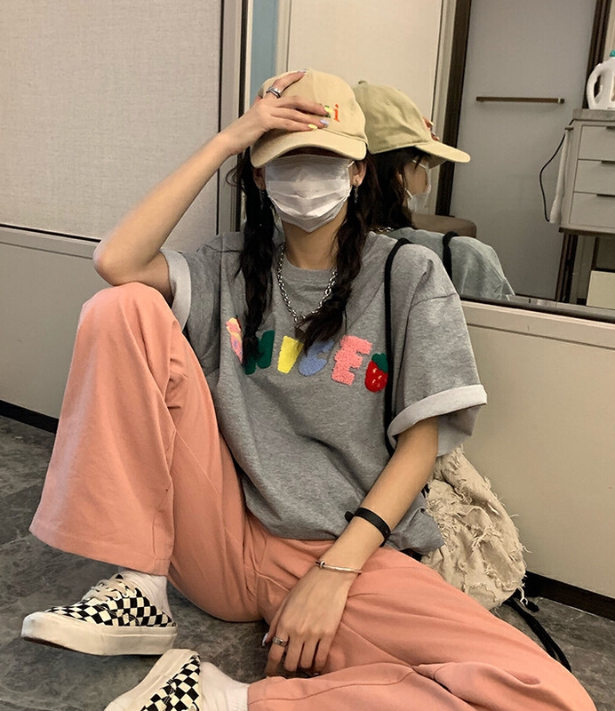 【N】 Three dimensional toothbrush embroidered loose short sleeve T-shirt 0590# WTT