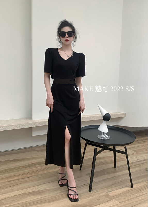 [make Meike] waistless elastic lace up dress 50097# XJ