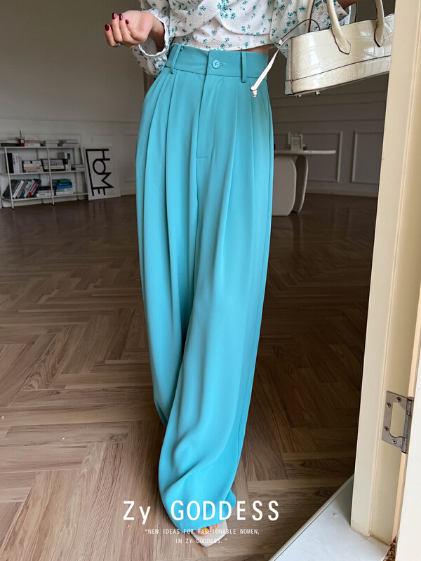 goods in stock! New year in early spring! [ZY] original design minimalist King fried versatile hanging feeling slim High Waist Wide Leg Trousers 58050# ozq