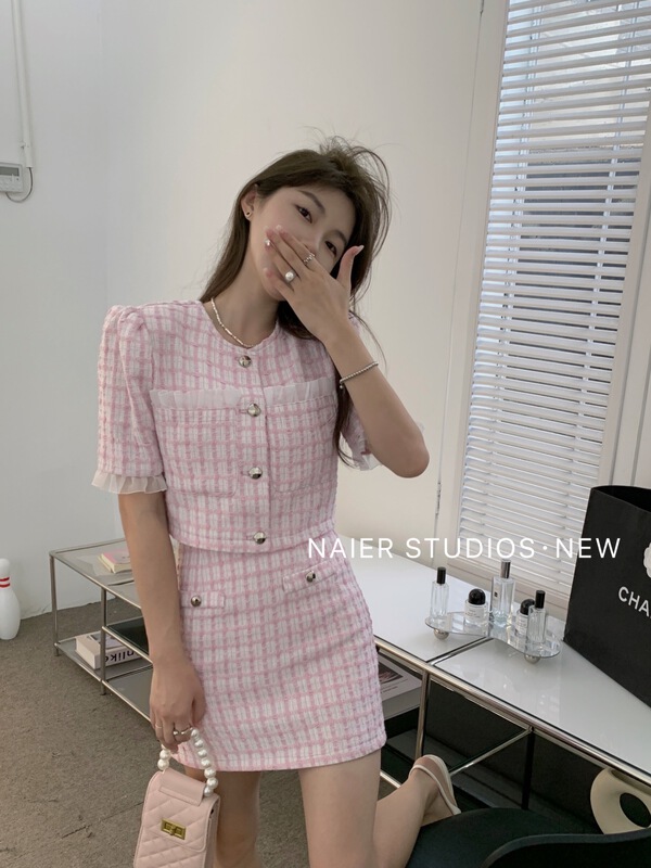 [Nair] Xiaoxiang style short coat + slim skirt two piece suit 58051# cqw