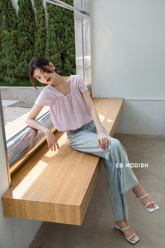 [es modish] niche texture design shirt bl1672# XYJ
