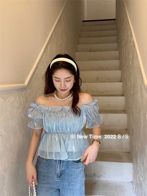 [new time] simple and versatile solid one shoulder shirt 1163# XYY