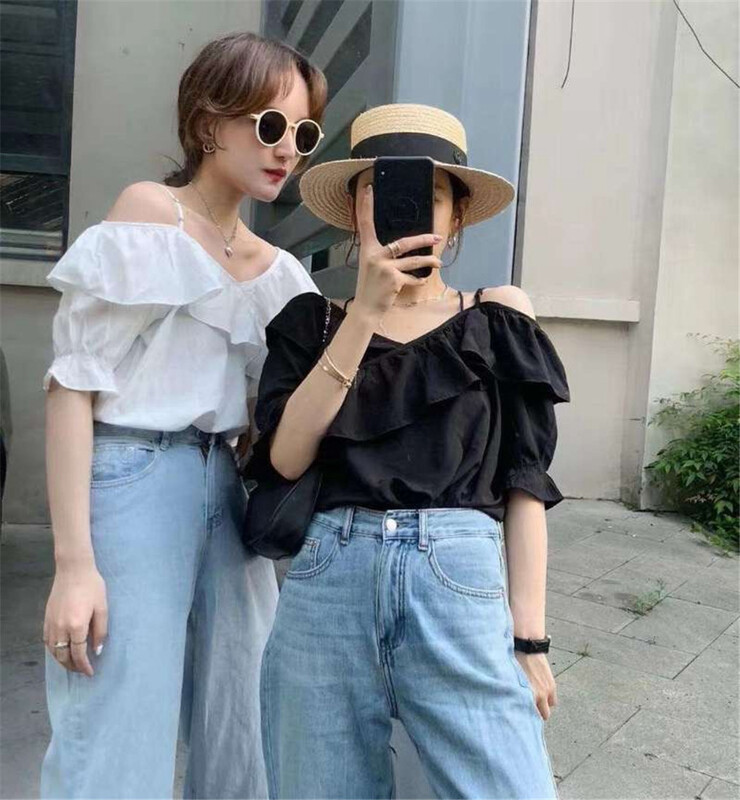 [Lina] Korean off shoulder design Ruffle shirt 8936# zxx