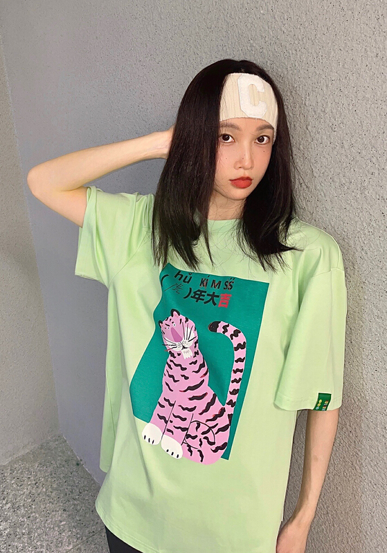 [Nancy] tiger year lucky print short sleeve T-shirt 8686# WPL
