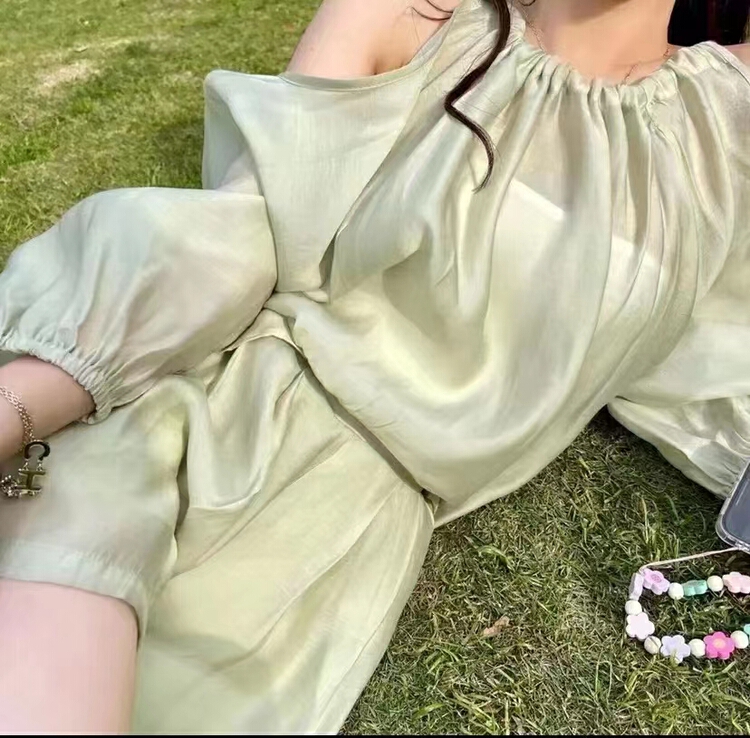 [kakajia] off shoulder jacket + comfortable pants suit 2031# ozq