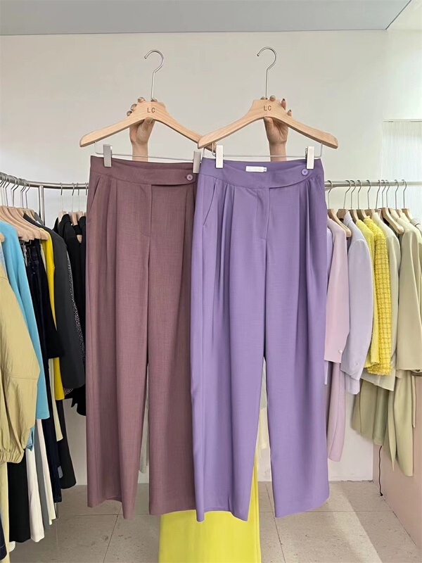 [Las celula] temperament versatile solid loose trousers c3567# zxx