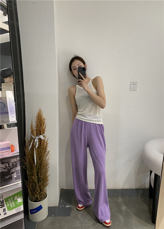 New in early summer! [modern 197] Korean version simple solid color elastic waist casual pants 0001# zyh