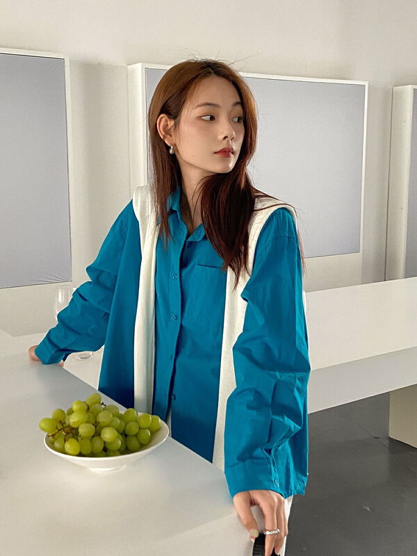 New year in early spring! [C for her] solid color versatile simple shirt 3997# hjy