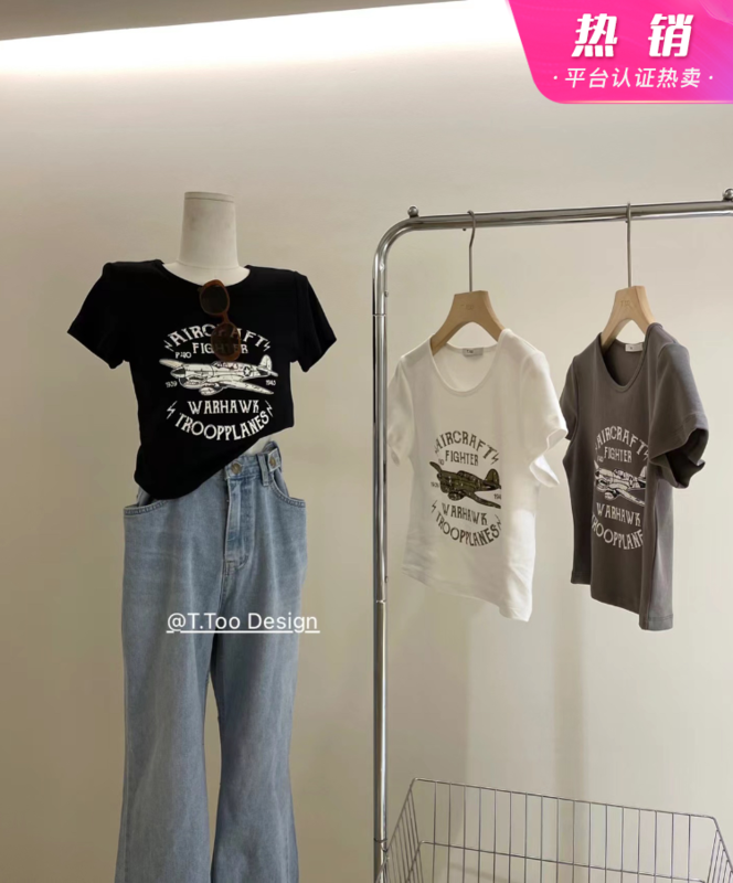 New year in early spring! [t-too] pattern printed short sleeve T-shirt (only for tops) 335898# LSL
