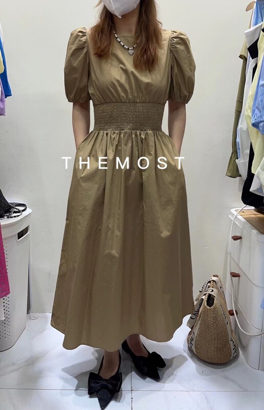 [the most] round neck waist closing thin backless dress ys1-9508# HBx