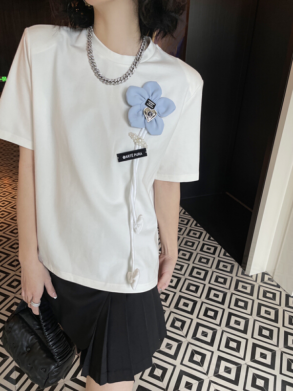 [YT] three dimensional flower fashion short sleeve T-shirt t51276# PCZ