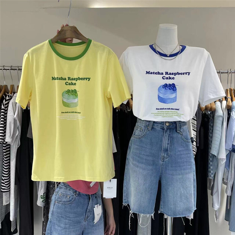 [Boran · Boran] letter printing fashion slim short sleeve T-shirt 22b7356# LSW