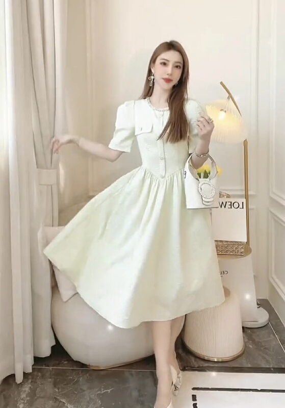 [JH] Korean solid color breasted dress 41665# PCZ