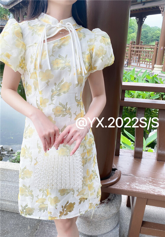 [YX] Korean women's stand collar floral dress 2287# zjy