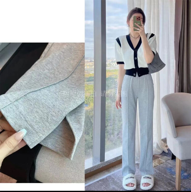New year in early spring! [1to3] athletic style elastic waist loose slit casual pants 8061# LSW