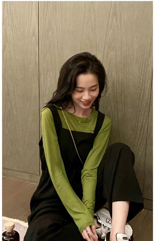 [mi ni] simple and loose sunscreen shirt + versatile suspender Pants Set 2911# PCZ