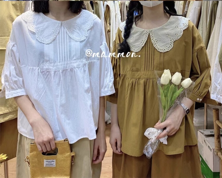 [Mammon] Japanese pleated color matching shirt 2025# ll
