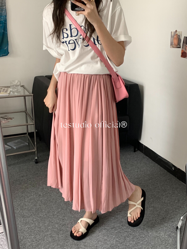 [te Tejia] elastic waist solid pleated skirt 8032# HBx