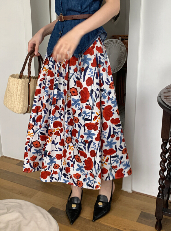 New year in early spring! [new open] niche design floral skirt hy22115# zxl