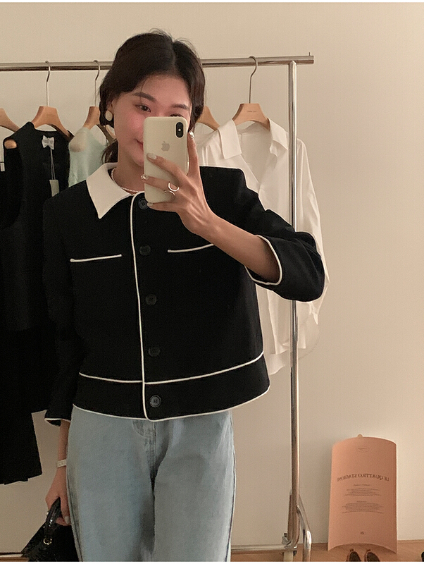 New year in early spring! [the mind] ins Korean contrast lapel jacket 60192a# XYJ