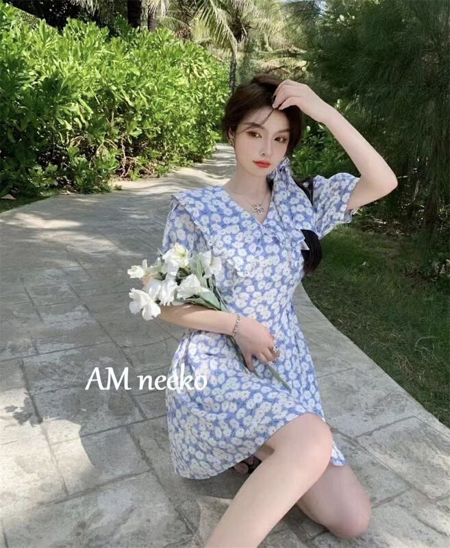 New year in early spring! [neeko] Korean style soft wind thin floral dress 3378# JJ