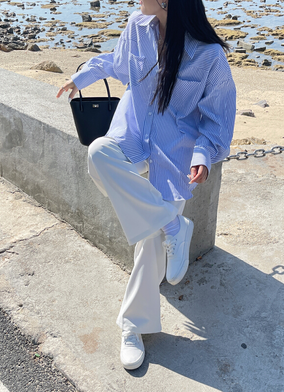 New year in early spring! [Sue studio] Korean striped loose shirt n99001# ZSY