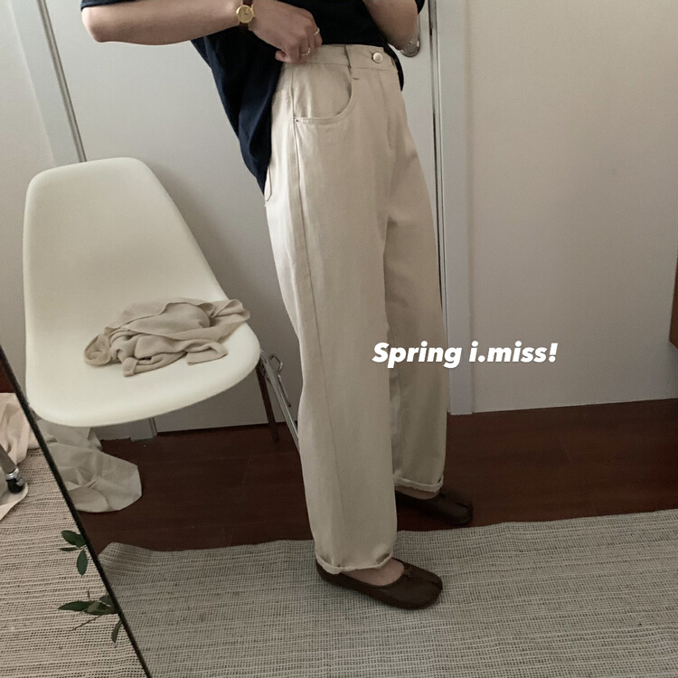 goods in stock! New year in early spring! [Imiss] high waist versatile apricot jeans cx788# LSW