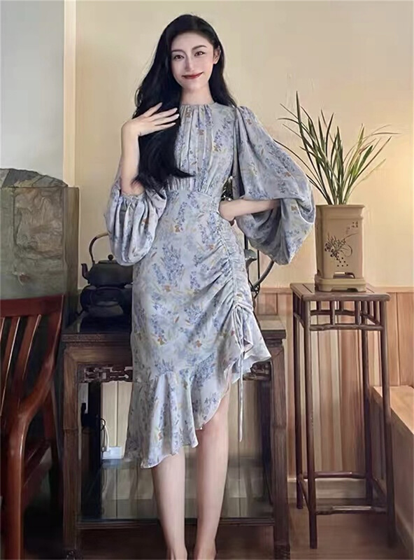 New year in early spring! [Yandian] floral dress with irregular hem (excluding necklace and bag) 310a1# JJ