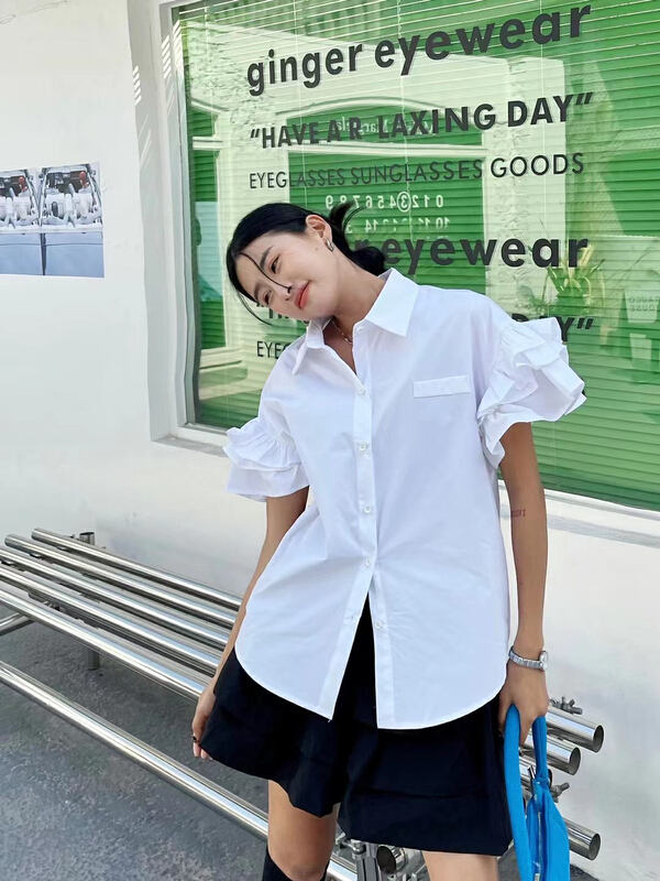 Original price 76.70! New year in early spring! [Dore Dore] three layer wavy edge design shirt (only shirts) 1100# zxx