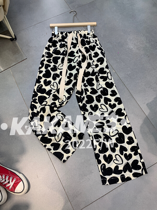 [kakamee] heart print loose and slim floor casual pants 3999# LSL