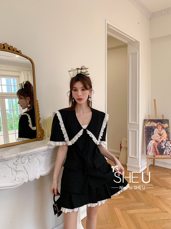 New in early summer! [she u] French lace color matching skirt c50170# cqw