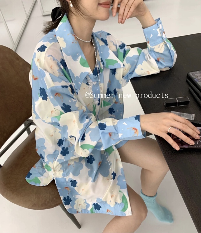 [m.zz] design sense literary fashion shirt + slim casual Shorts Set 8733# LSW