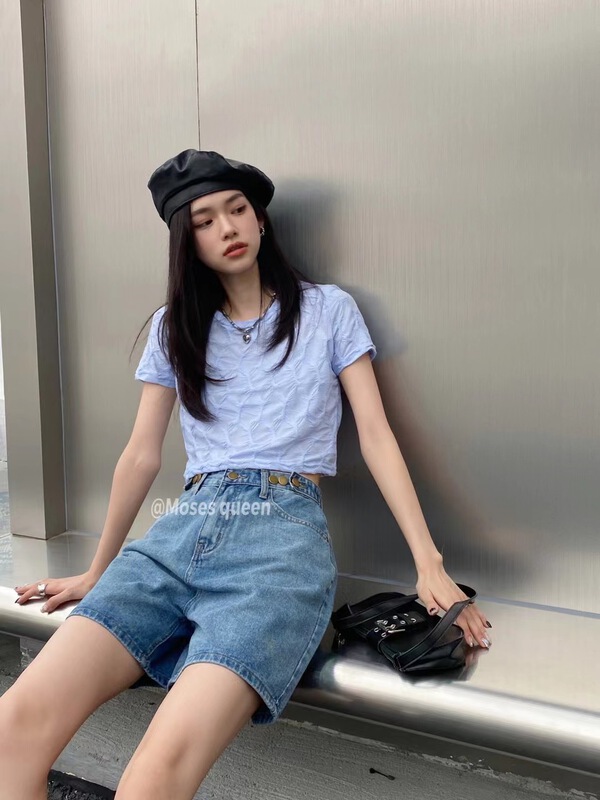 New in early summer! [Moses queen] Korean pleated design short shirt 50203# XYY