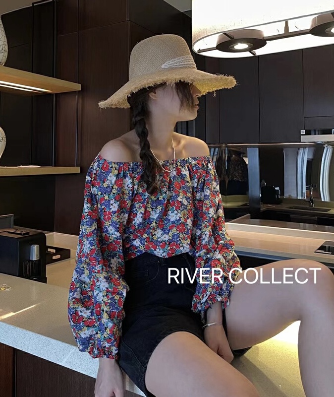 現貨!初夏上新!【RIVER COLLECT】一字肩碎花時尚小衫  2515#  ZXL