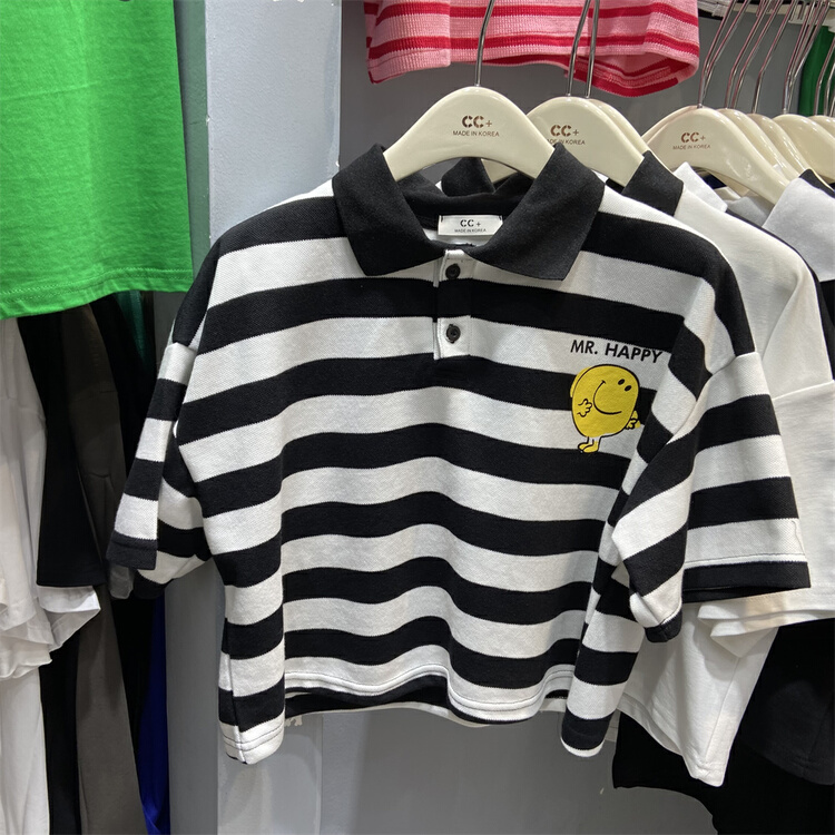 [CC +] Korean Pullover comfortable color matching polo shirt 8362# L