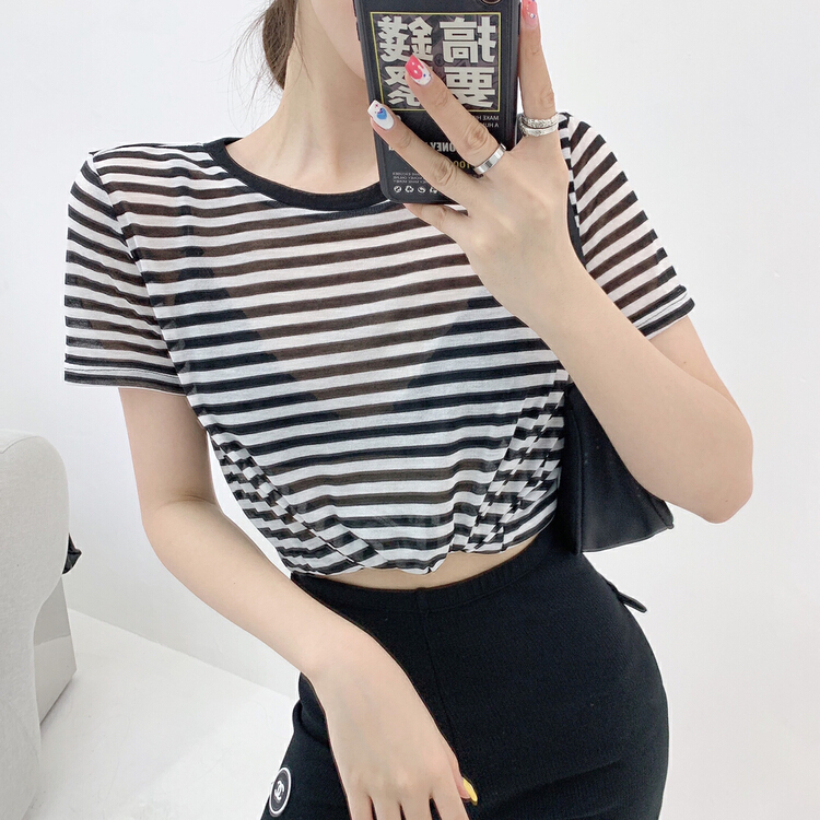 [Xi Xi] simple and versatile short sleeved T-shirt with leaky back ys3556# ozq