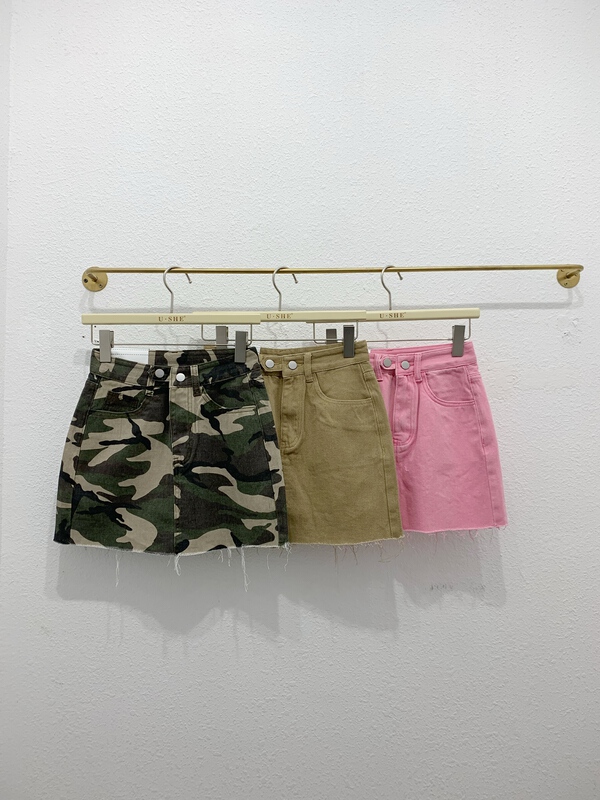 [u.she] camouflage high waist slim skirt 9323# cqw