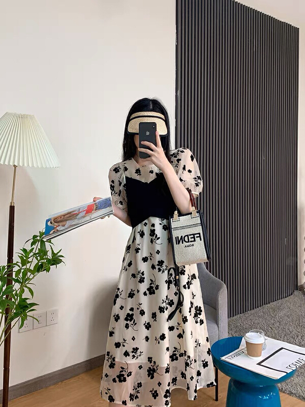 [by] French floral little man retro dress 0057# Cl