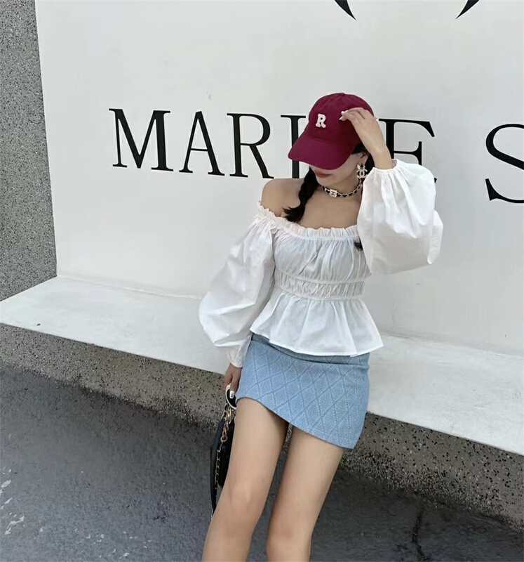 Original price 73.32! New in early summer! [ala] Korean simple solid color one shoulder shirt ys1-2601# JJ