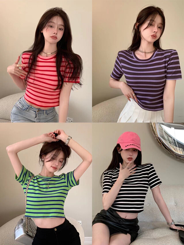 New in early summer! [L.L studio] sweet Korean slim stripe blouse 7384# PCZ