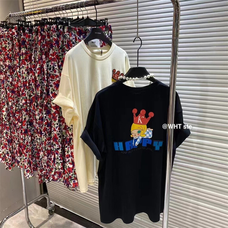 [wht] Korean version front and back Velcro cute printed short sleeve T-shirt ys3-4083# WTT