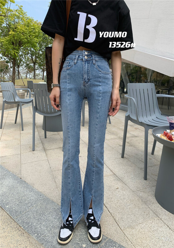 goods in stock! New year in early spring! [plain blue] Vintage Jeans with split design 13526# LSL