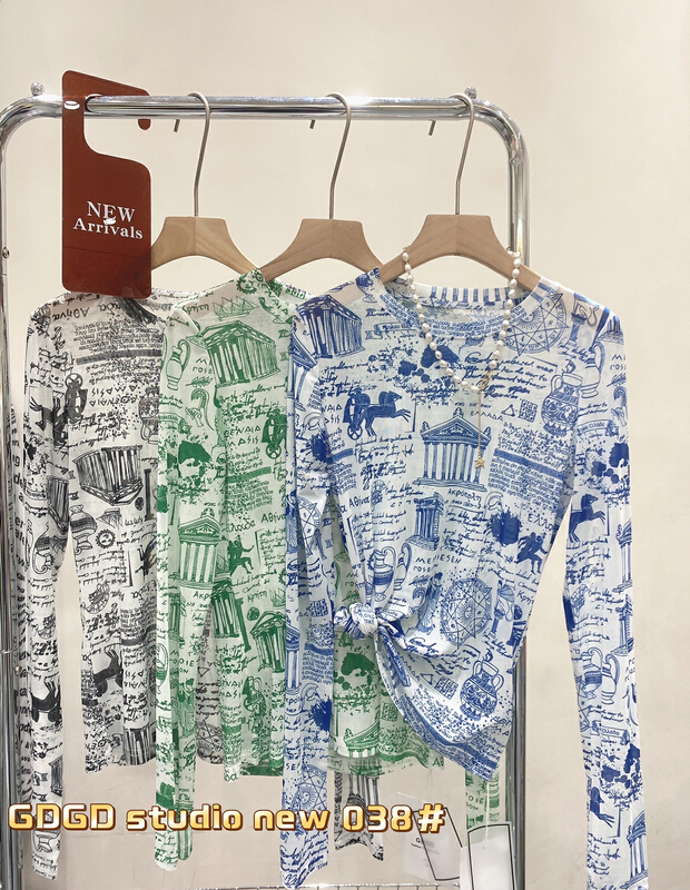[Yuanxi · element] ice silk sunscreen mesh thin bottomed shirt (only bottomed shirt) 38# WTT
