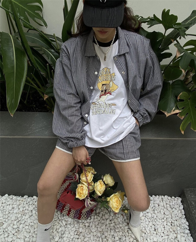 [June 6th] casual simple loose cartoon printed short sleeved T-shirt (short sleeved only) ys1-2388# WPL
