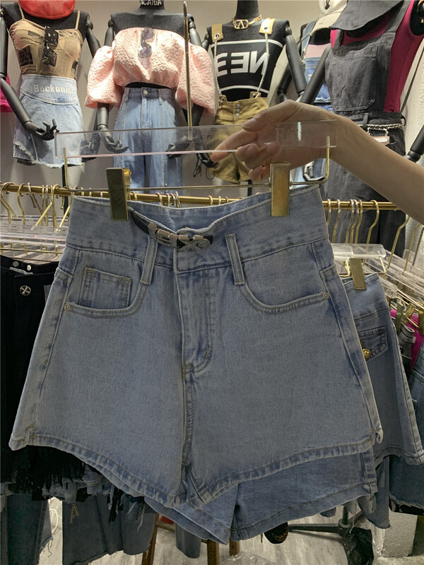 【F Home】High Waist Slim Letter Denim Shorts 929# PCZ