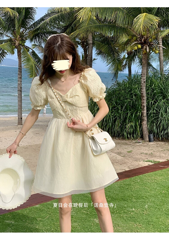 [L.L studio] French retro design sweet bubble sleeve dress 7321# PCZ
