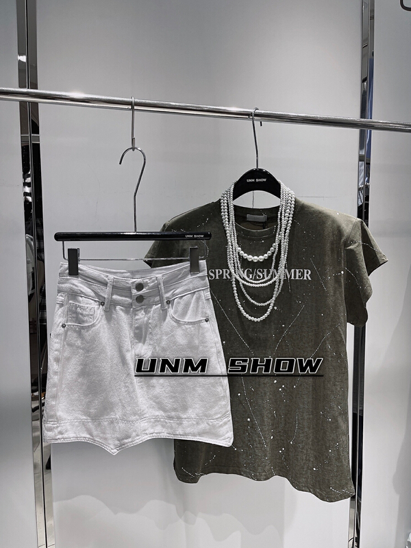 [unm-show] splash print versatile fashion short sleeve T-shirt (T-shirt only) 6236# WTT
