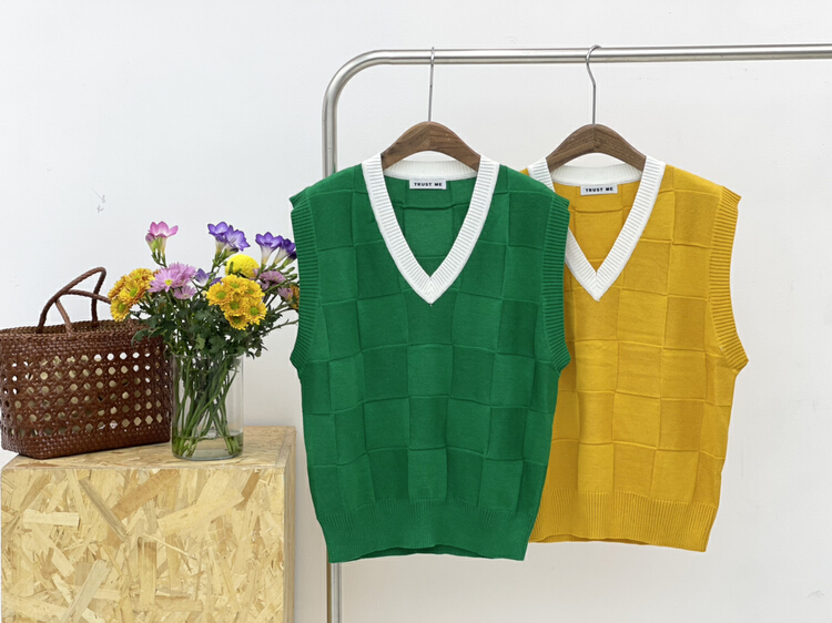 New year in early spring! [trust me] V-neck color matching Korean vest 67280# ozq